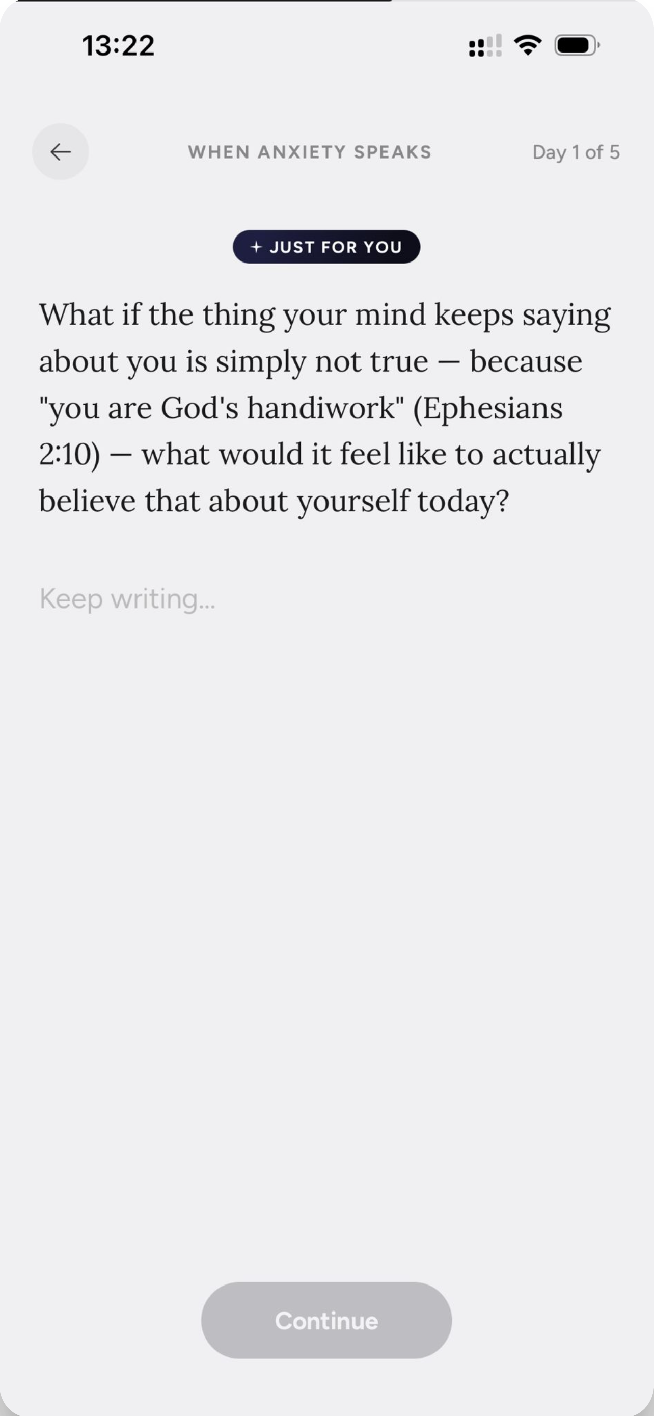 Hazon app guided journalling and reflection screen